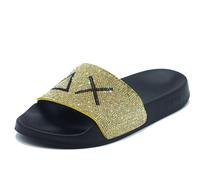 Ciabatta Donna Sun68 Nero Oro Glitter, 38