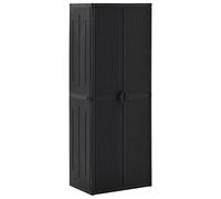 CIADAZ Armario de Almacenaje Exterior para Jardín y Terraza, Escobero y Limpieza - PP Ratán Negro 65x45x172 cm