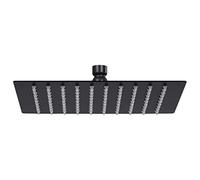 CIADAZ Cabezal Ducha Efecto Lluvia Acero INOX Cuadrado Negro 20x20 cm, Rociador Ducha, Ducha Lluvia, Alcachofa Ducha, Duchas De Baño Alcachofa Lluvia, Recambios Columna Ducha