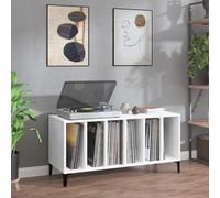 CIADAZ Mueble Estantería CD en Madera Contrachapada Blanca 100x38x48 cm, Tocadiscos para Discos y Vinilos - 831981
