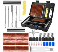CIANBIFN Kit Repara Pinchazos Coche 64pcs, Kit Antipinchazos Coche Repara Pinchazos Coche Kit Repara Pinchazos Mechas Pinchazos Coche para Automóviles, Motocicletas, Tractor, Camiones, ATV, Negro