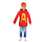 Ciao-Alvin Chipmunks disfraz niño original Alvinnn (Talla 4-6 años), color rojo, (11288.4-6)