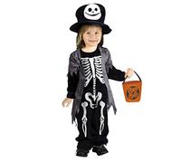 Ciao-Baby Skeleton esqueleto costume niño (Talla 4-6 años) con bolsa Trick-or-Treat Disfraz, dibujos animados, color blanco y negro, (Fiori Paolo 28025.4-6)