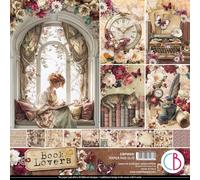 Ciao Bella Bloc de papel de 12 x 12 pulgadas, cartulina de doble cara de 190 g/m² (amantes de los libros)
