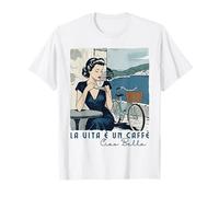 Ciao Bella Café Positano Costa Italiana Retro Café Bicicleta Camiseta