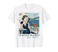 Ciao Bella Café Positano Costa Italiana Retro Café Bicicleta Camiseta