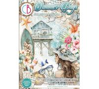 Ciao Bella Ephemera Book & Junk Journal para manualidades de papel, tarjetas, álbumes de recortes y collage, cartulina de 140 g/m² (días de verano)