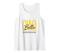 Ciao Bella Italian Yellow Script Explore el diseño de Citas Camiseta sin Mangas
