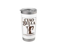 Ciao Bella Moka Italiana Arte Vintage Café Vaso térmico de acero inoxidable de doble pared