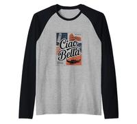 Ciao Bella - Postal Retro Italiana Camiseta Manga Raglan