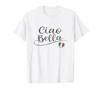 Ciao Bella - Recuerdo con diseño de corazón con Bandera Italiana Camiseta gráfica económica