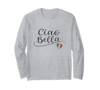 Ciao Bella - Recuerdo con diseño de corazón con Bandera Italiana Manga Larga
