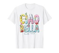 Ciao Bella - Recuerdo Italiano de Viaje de Verano en la Costa de Amalfi Camiseta gráfica económica, Hombre, Blanco, S