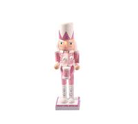 Ciao Christmas Nutcracker Toy Soldier Drummer (24cm) Wooden Glittery Decoration, Pink/White