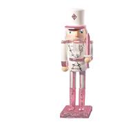Ciao Christmas Nutcracker Toy Soldier Halberdier (24cm) Wooden Glittery Decoration, Pink/White, Wood, 24 cm