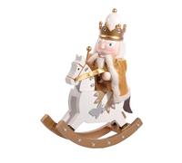Ciao Christmas Nutcracker Toy Soldier King on Horseback Cloak (28cm) Wooden Decoration with Fabric, White/Gold, Wood, 28 cm