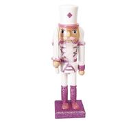 Ciao Christmas Nutcracker Toy Soldier Swordsman (24cm) Wooden Glittery Decoration, Pink/White, Wood, 24 cm