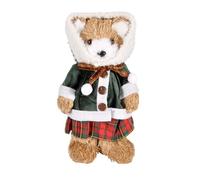 Ciao Christmas Teddy Bear Female (30cm) Puppet Decoration in Natural Material and Fabric, Green, Polystyrene, 30 cm