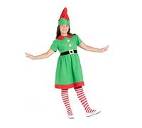 Ciao - Disfraz de elfa pequeña de Navidad para niña (talla única 5-7 años)