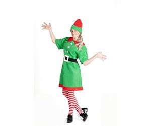 Ciao -Elfo Elfa Navidad Disfraz Chica Mujer Talla única Adulto), Color Verde, Rojo, 25306