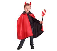 Ciao- Kit de disfraz niño Diablo/Vampiro Pequeño con capa reversible y accesorios (Talla 5-10 años)