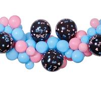 Ciao - Kit de guirnalda de globos DIY Gender Reveal Boy or Girl (65 globos de látex, 300 cm), rosa/azul