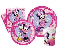 Ciao-Kit Mesa Fiesta Party Disney Minnie Junior 24 personas (112 pzas: platos, vasos, servilletas) Vajilla, sólido, color rosa, (AZ004)
