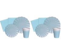 Ciao- Kit Mesa Fiesta Party Flower Shape 8 pers (44 pzas: Platos, Vasos, servilletas) en Papel compostable, Azul Cielo Pastel Vajilla Eco-Friendly, sólido, Color, 8 personas (AZ104) (Paquete de 2)