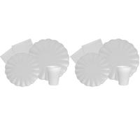 Ciao Kit Vajilla de Fiesta Flower Shape para 8 personas (44 pcs: 8 platos Ø23cm, 8 platos Ø18cm, 8 vasos 250ml, 20 servilletas 33x33cm) de papel compostable eco-friendly, blanco (Paquete de 2)
