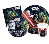 Ciao Kit Vajilla de Fiesta Star Wars Galaxy para 24 Personas (112 pcs: 24 Platos Ø23cm, 24 Platos Ø20cm, 24 Vasos 200ml, 40 servilletas 33x33cm)