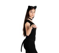 Ciao- Kitty pequeña Gatita Negra kit de disfraz niña chica (diadema con orejas, cola, choker)