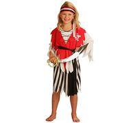 Ciao- Pirata Disfraz niña, Color red, white, black, 5-7 years (61041.M)