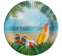 Ciao - Platos de papel compostables Summer Party (Ø23 cm), 8 unidades 22-24 cm, multicolor, 34793