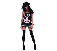 Ciao-Sexy Skeleton Girl esqueleto vestido disfraz chica mujer adulta (Talla única) con tul Disguise, multicolor, (62174)