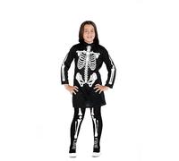Ciao- Skeleton Girl Esqueleto disfraz vestido niña (Talla 7-9 años) con pantimedias estampadas