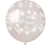 Ciao - Sobre 25 globos de boda "Hoy Sposi" de látex natural Premium Quality G150 (Ø 48 cm/19 pulgadas), blanco perlado