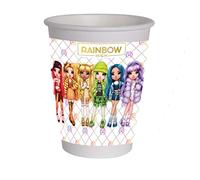 Ciao - Vasos de papel compostables Rainbow High (200 ml), 8 unidades, multicolor