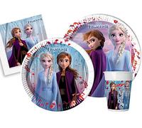 Ciao Y5054 Disney Frozen II - Juego de mesa para 8 personas (44 piezas de Ø23 cm, 8 platos de Ø20 cm, 8 vasos, 20 servilletas), multicolor, S, Y5054