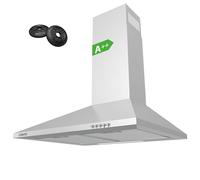 CIARRA CBCS6201 Campana Extractora 60cm 370m³/h 40W Clase A++- 3 Velocidades de Extracción - Evacuación al Exterior y Recirculación Interna por Filtro de Carbón CBCF002X2 - Acero Inoxidable