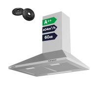 CIARRA CBCS6201 Campana Extractora Piramidal 60cm Clase 40W 404m³/h | Silenciosa 60 dB, Bajo Consumo, 3 Velocidades, Recirculación sin Obras con Filtro Carbón Incluido, Acero Inoxidable