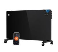 CIARRA CBHX20-B Calefactor eléctrico 2000W WiFi Montaje en Pared y Ruedas | Radiador Convección Aluminio Negro en Forma de X: con Pantalla Táctil LED, WiFi y Control PID Inteligente para 20 m²