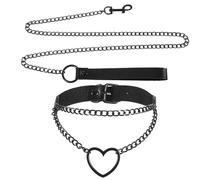 CIATBYYJ 2 gargantillas negras de cuero para mujer, gargantilla gótica para mujer, gargantilla de cadena de corazón, collares geniales para rave, punk para Halloween, trajes góticos, regalo de fiesta