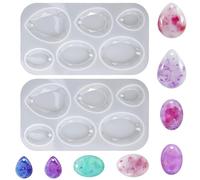 CIATBYYJ 2 moldes de resina epoxi con forma de lágrimas, 6 patrones, resina epoxi transparente, molde de silicona para manualidades, pendientes y colgantes