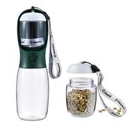 Cibaabo Botella de agua para perros con recipiente de alimentos, cuenco de agua para cachorros, dispensador portátil para mascotas, accesorios para perros, artículos esenciales para cachorros para