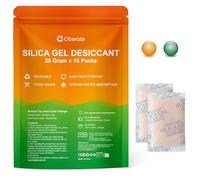 Ciberate 20 g x 15 paquetes de gel de sílice con perlas de naranja indicador de humedad de gel de sílice de grado alimenticio desecante bolsa de gel de sílice absorbente de humedad para eliminar la