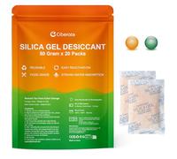 Ciberate 50 g x 20 paquetes de gel de sílice con perlas de naranja indicador de humedad de gel de sílice de grado alimenticio desecante bolsa de gel de sílice absorbente de humedad para eliminar la