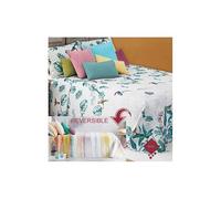 Ciberdescans Colcha Boutí Estampada Reversible Neo Tropic, Ideal para Primavera y Verano con Funda Cojín a Juego de Manterol Todas Las Medidas (Cama 135cm)