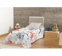 Ciberdescans Colcha Boutí Infantil KARAMELO Princesa con Estampación Digital. Castillos, Dragones y arcoíris (Cama 105 cm)