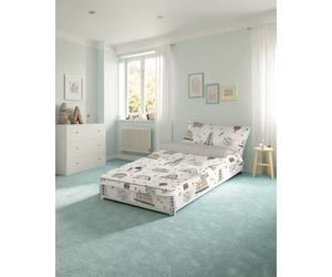 Ciberdescans Saco Nórdico Infantil Rocket Euromoda Naturals Cama 90 (90x190) Algodón 100% 144 Hilos con Cremallera Doble Carro y Fuelle + Bajera Ajustable + Funda Almohada (Sin Relleno)