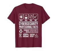 Ciberseguridad Hechos Profesionales Codificación Hacker Camiseta, Hombre, Granate, XXL